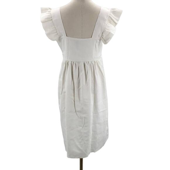 2HEARTS SZ S Off White Square Neck Pullover Ruffle Sleeve Babydoll Dress NWT 0B4 - Picture 3 of 8